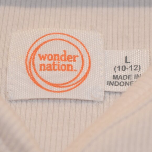 Wonder Nation White Button-Front Ribbed Tee | Size L (10–12) - Picture 5 of 5